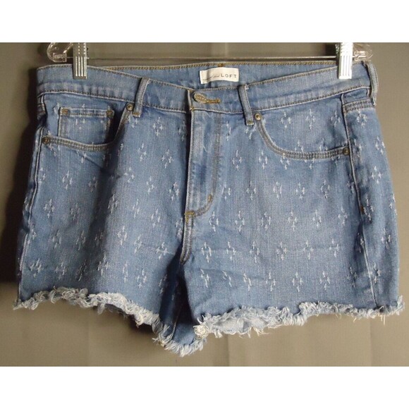 Ann Taylor Loft Cut Off Shorts Geometric Pattern Distressed Raw Hem 10 W30 - Picture 2 of 8
